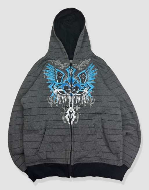 Vintage size S No Boundaries Y2K grunge full-zip hoodie in grey