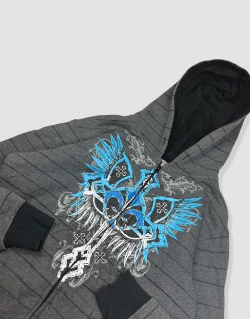 Vintage size S No Boundaries Y2K grunge full-zip hoodie in grey, 3 of 4