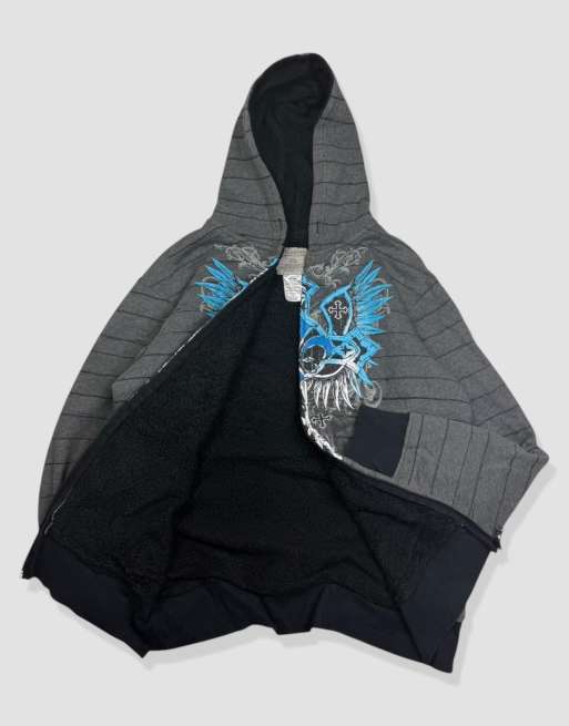Vintage size S No Boundaries Y2K grunge full-zip hoodie in grey, 4 of 4