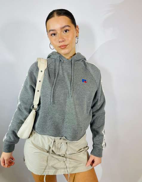 Vintage Size S Russell Athletic Cropped Hoodie in Grey - view 1