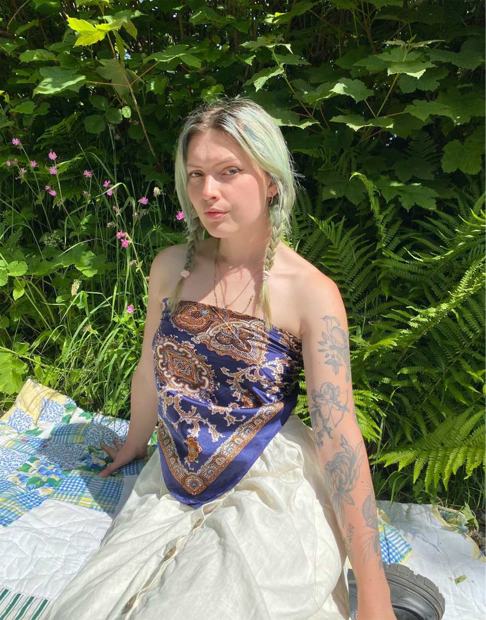 Vintage Size S satin boho festival wrap around scarf summer top