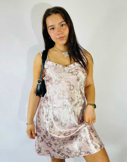 Vintage Size S Satin Floral Mini Slip Dress in Multi, 2 of 4