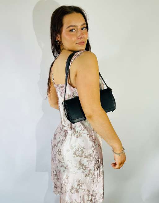 Vintage Size S Satin Floral Mini Slip Dress in Multi, 4 of 4
