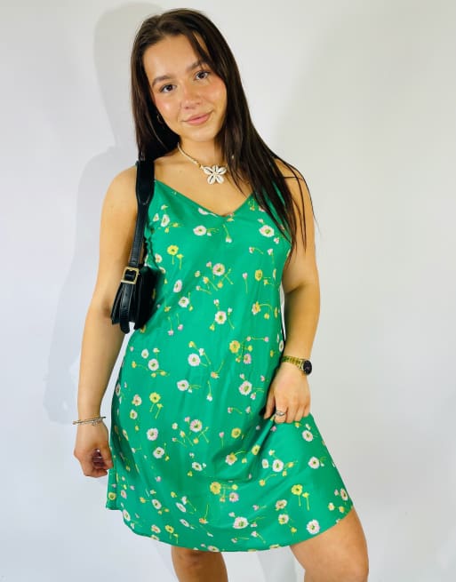 Vintage Size S Satin Floral Mini Slip Dress in Multi, 2 of 4