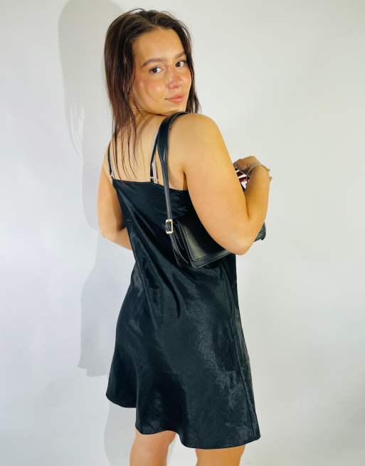 Vintage Size S Satin Mini Slip Dress in Black | ASOS