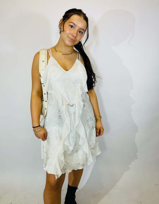  Vintage size s satin mini slip dress in white in white