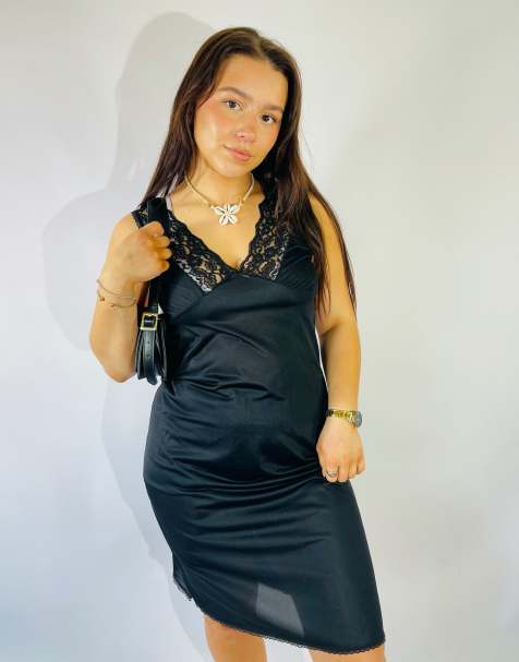 Vintage Size S Sheer Midi Slip Dress in Black - view 1