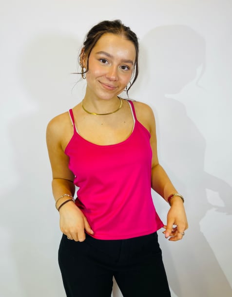 Vintage size s simple cami top in pink in pink - view 1