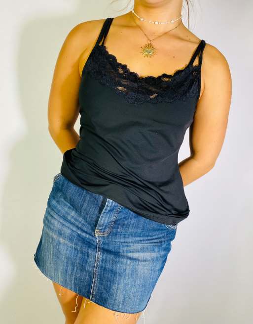 Vintage Size S Y2K Black Lace Cami Top In Black, 2 of 4