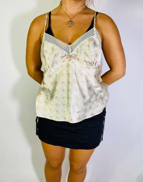 Vintage Size S Y2K Floral Cami Top In White - view 1