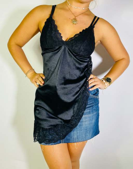 Vintage Size S Y2K Floral Top In Black