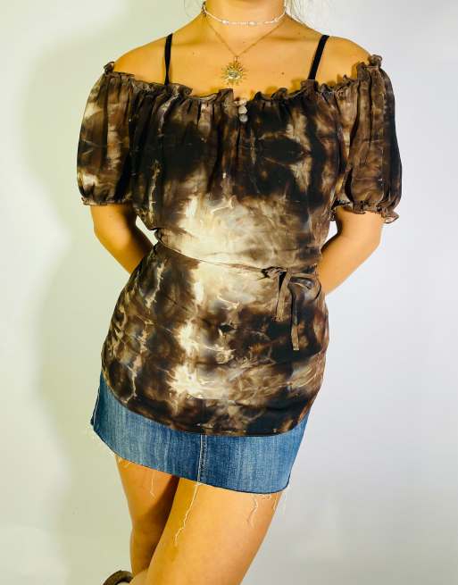 Vintage Size S Y2K Frill Lace Top In White