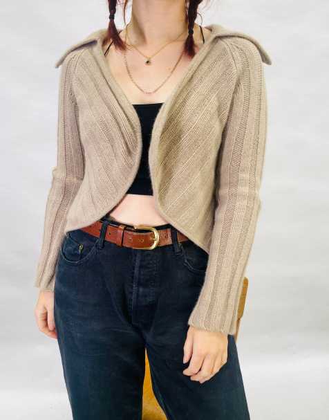 Vintage Size S Y2K Knitted Cardigan in Brown - view 1