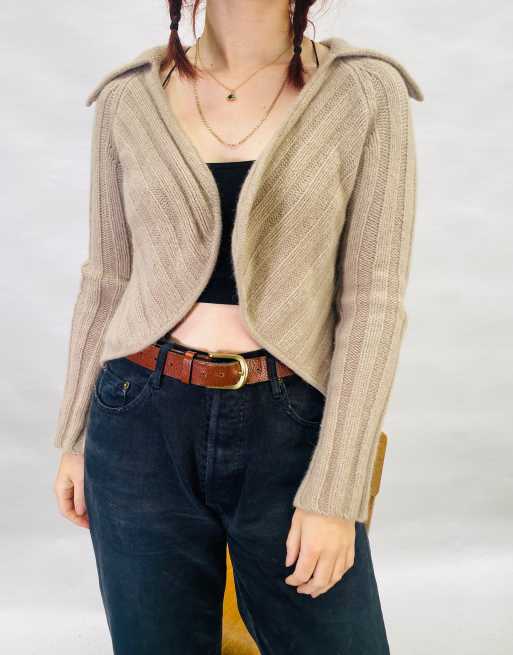 Vintage Size S Y2K Knitted Cardigan in Brown