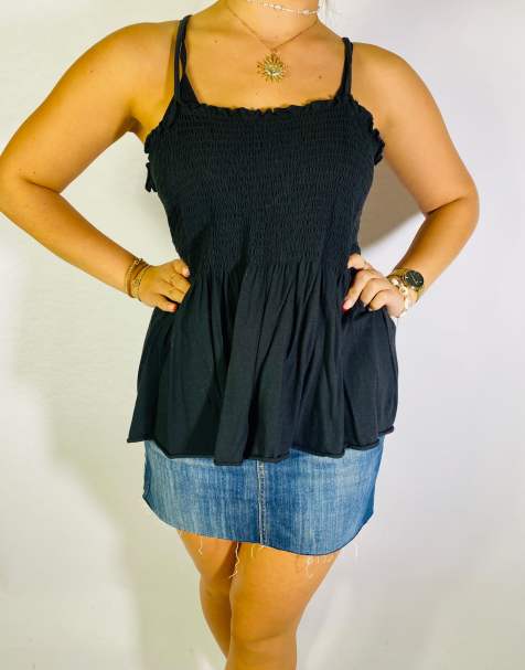 Vintage Size S Y2K Waffle Top In Black - view 1