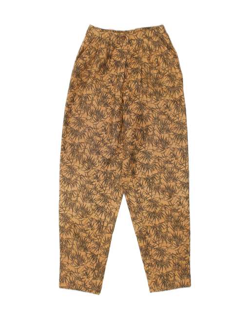 Vintage Size W26 L30 Floral Tapered Chino Trousers in Brown