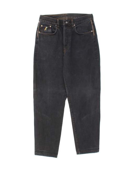 Vintage Size W28 L30 High Waist Tapered Jeans in Navy Blue