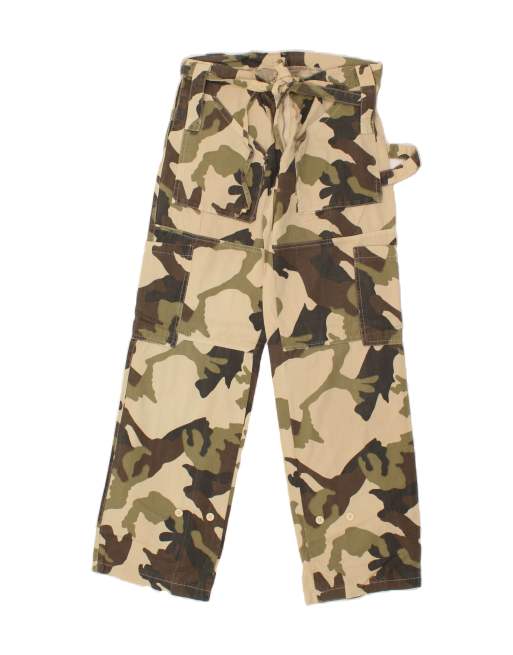 Vintage Size W30 L30 Camouflage Straight Cargo Trousers in Khaki