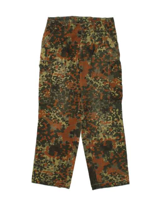 Vintage Size W30 L36 Camouflage Straight Cargo Trousers in Green