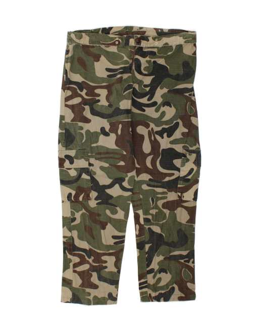 Vintage Size W34 L30 Camouflage Tapered Cargo Trousers in Green