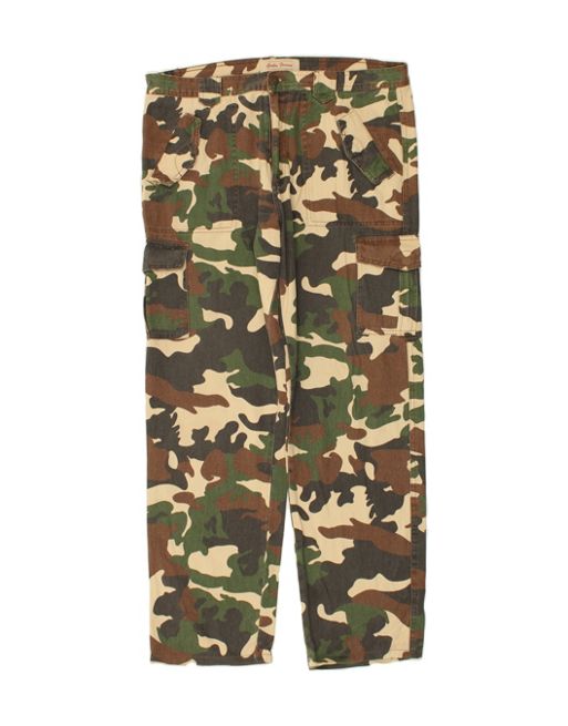 Vintage Size W38 L Camouflage Straight Cargo Trousers in Khaki