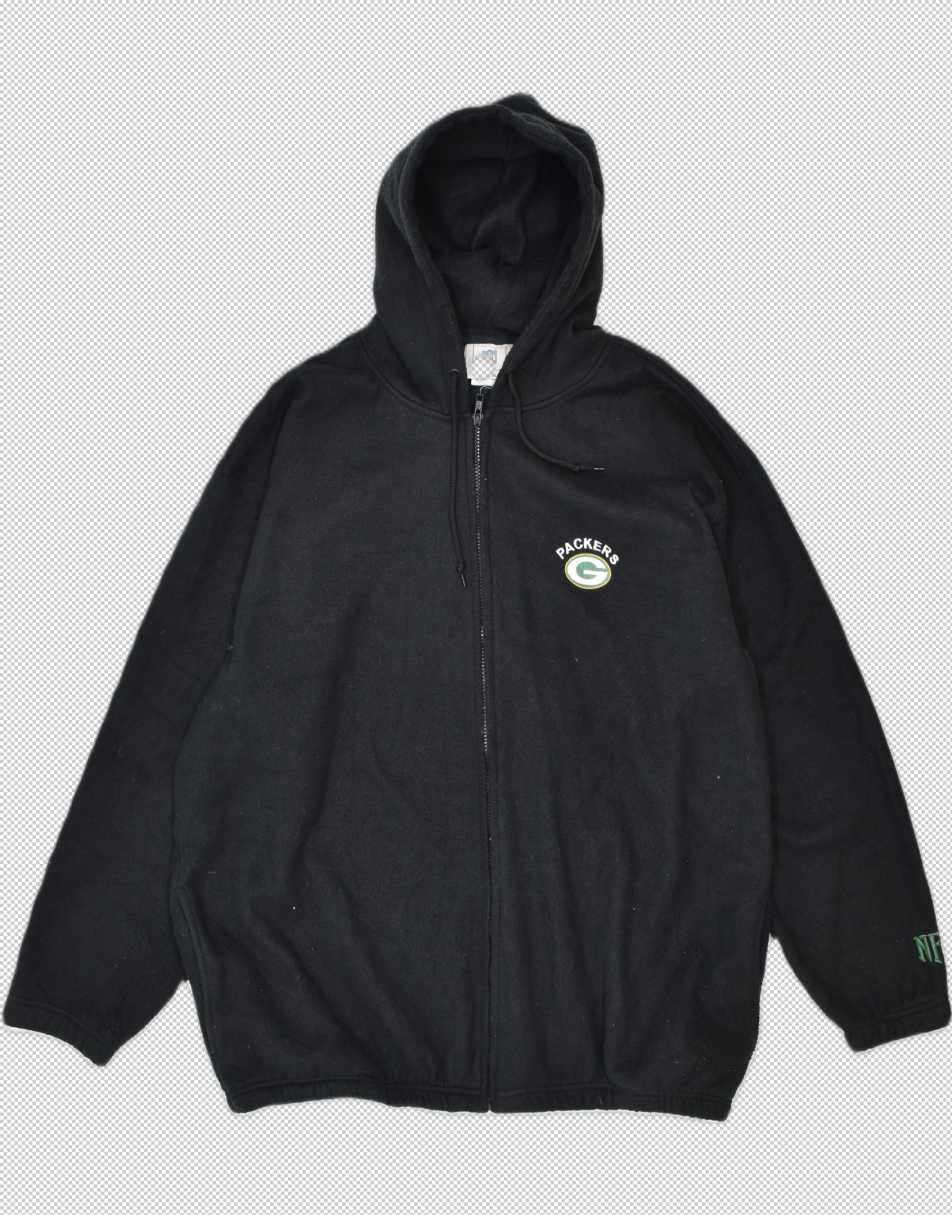 Vintage Size XL 90s NFL packers graphic fleece jacket in black