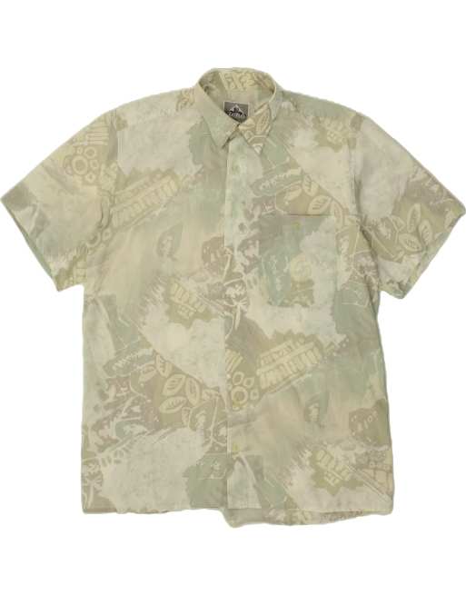 Vintage Size XL Abstract Pattern Short Sleeve Shirt in Green