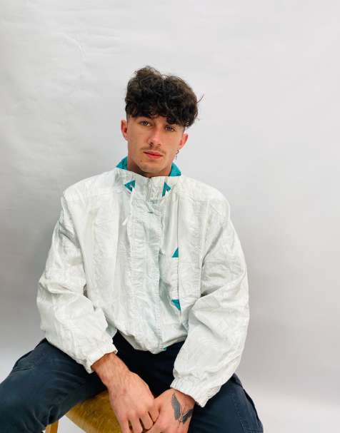 Vintage Size XL Abstract Print Windbreaker Jacket In White - view 1