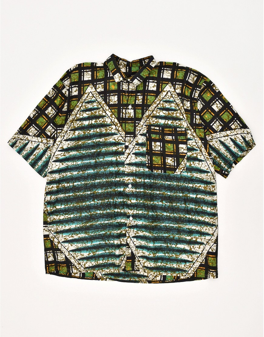 Vintage Size XL Abstract Short Sleeve Shirt in Green