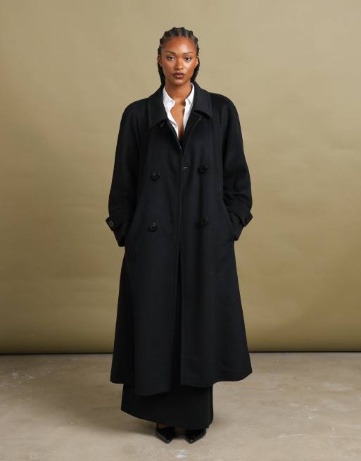 Vintage size XL Aquascutum double breasted overcoat in black, 2 of 7