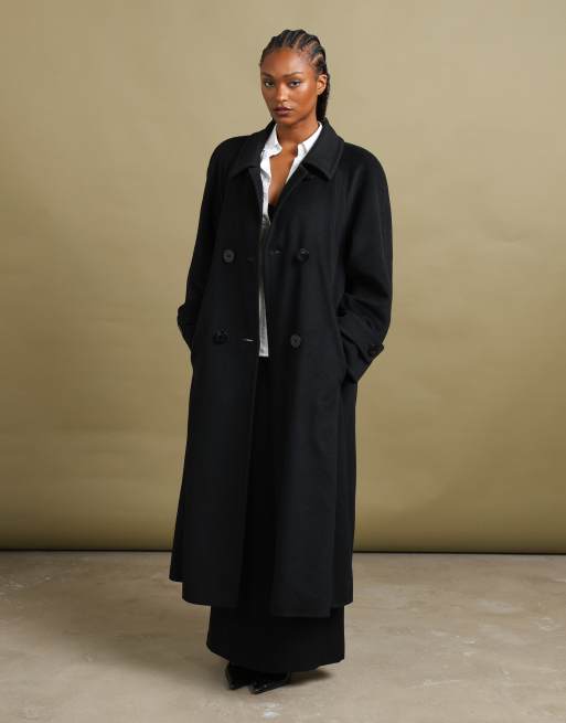 Vintage size XL Aquascutum double breasted overcoat in black, 3 of 7