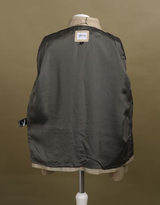 Vintage size XL Armani Collezioni leather biker jacket in beige, 6 of 7