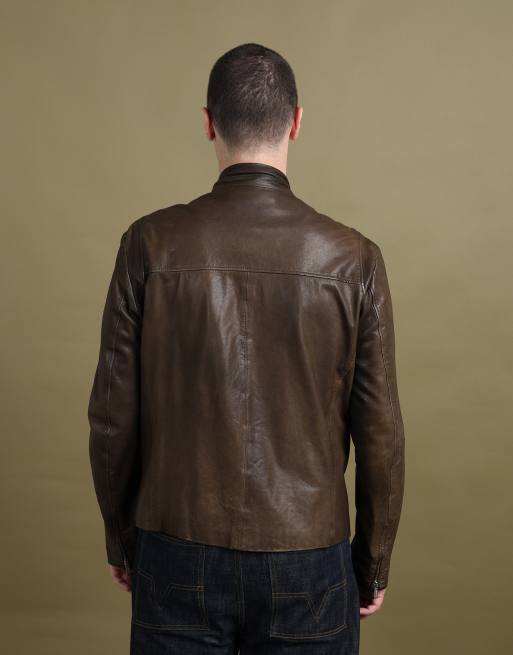 Vintage size XL Armani Collezioni leather bomber jacket in brown, 6 of 7