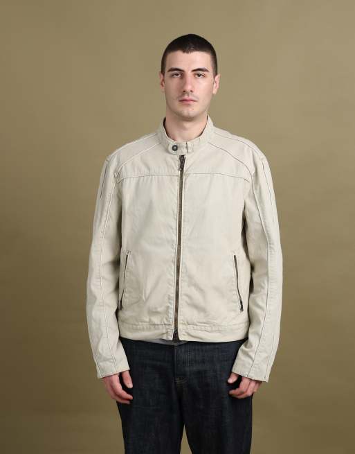 Vintage size XL Armani Exchange racer jacket in beige, 3 of 7
