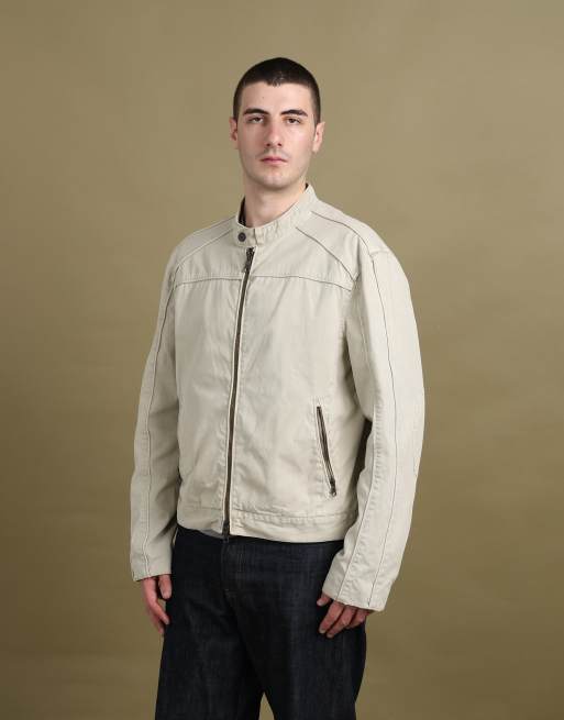 Vintage size XL Armani Exchange racer jacket in beige, 4 of 7