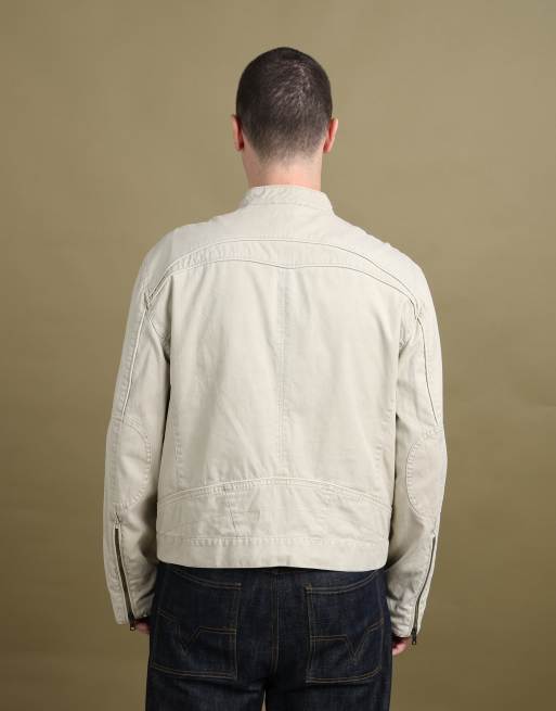 Vintage size XL Armani Exchange racer jacket in beige, 6 of 7