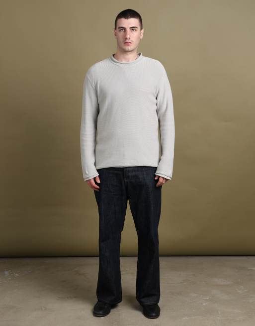 Vintage size XL Armani Jeans fisherman neck jumper in beige, 2 of 7