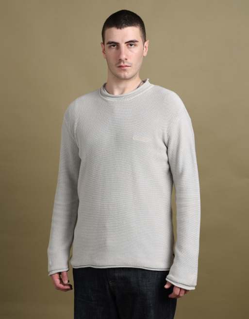 Vintage size XL Armani Jeans fisherman neck jumper in beige, 4 of 7