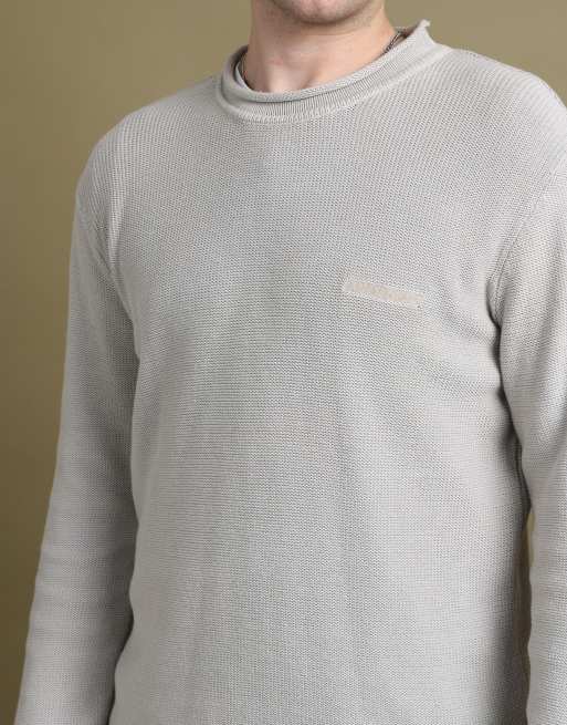 Vintage size XL Armani Jeans fisherman neck jumper in beige, 7 of 7