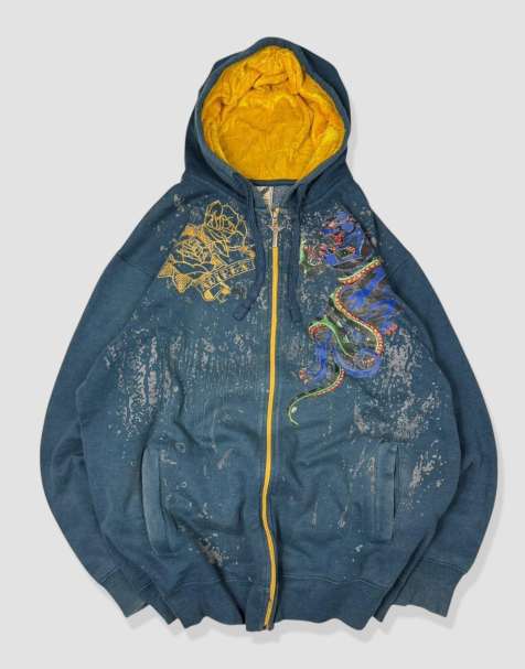 Vintage Size XL Avirex Grunge Y2K Hoodie in Blue - view 1