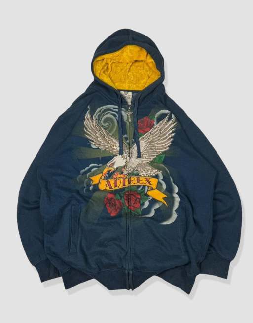 Vintage Size XL Avirex Grunge Y2K Hoodie in Navy
