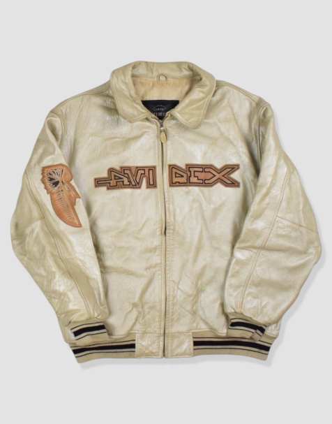Vintage size XL Avirex leather bomber jacket in gold - view 1