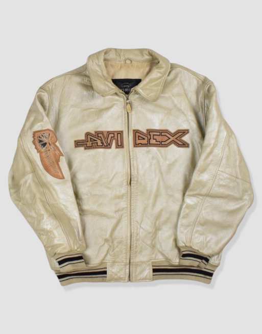 Vintage size XL Avirex leather bomber jacket in gold
