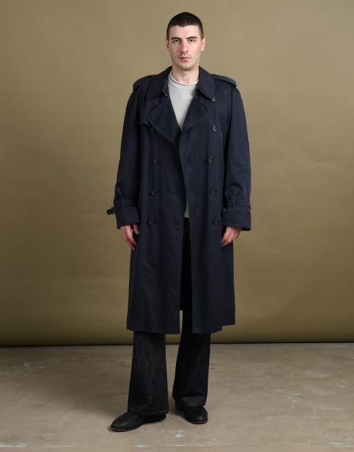 Vintage size XL Burberry's double breasted trench coat in navy, 1 of 7