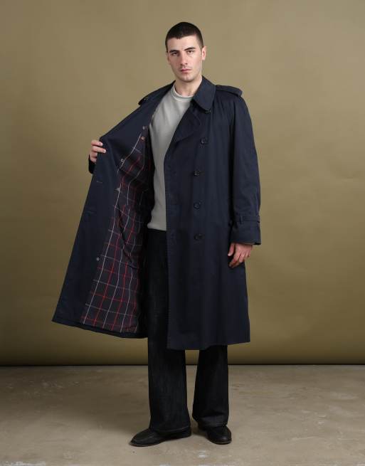 Vintage size XL Burberry's double breasted trench coat in navy, 2 of 7