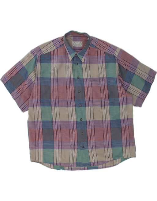 Vintage Size XL Check Short Sleeve Shirt in Purple