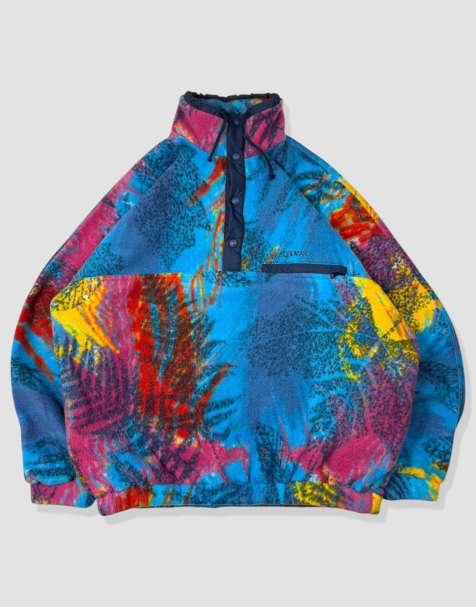 Vintage size XL Colmar abstract pattern fleece in blue - view 1