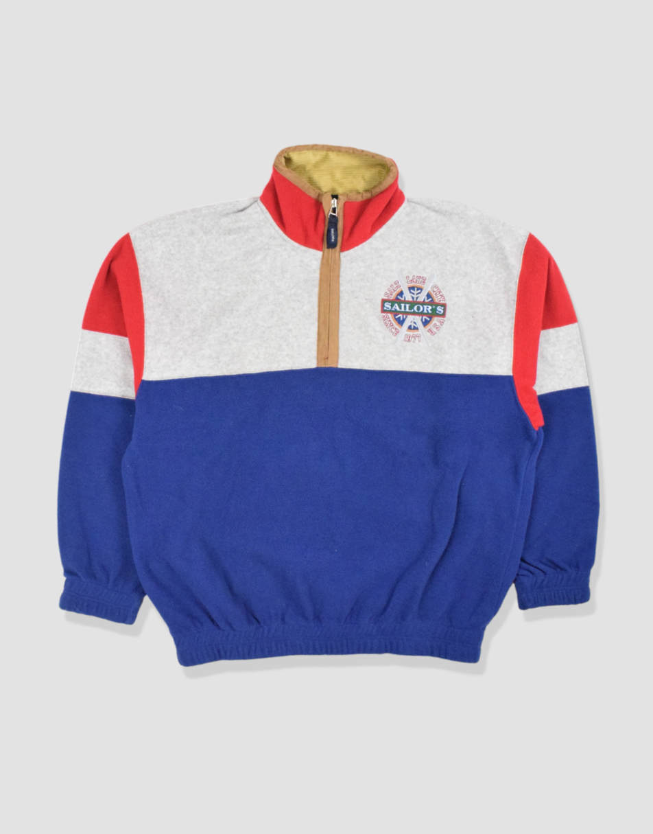 Vintage size XL colour block 1/4 zip fleece