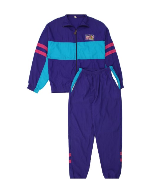 Vintage Size XL Colourblock Full Tracksuit in Purple