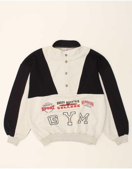Vintage Size XL Colourblock Graphic Sweatshirt Jumper in Grey
